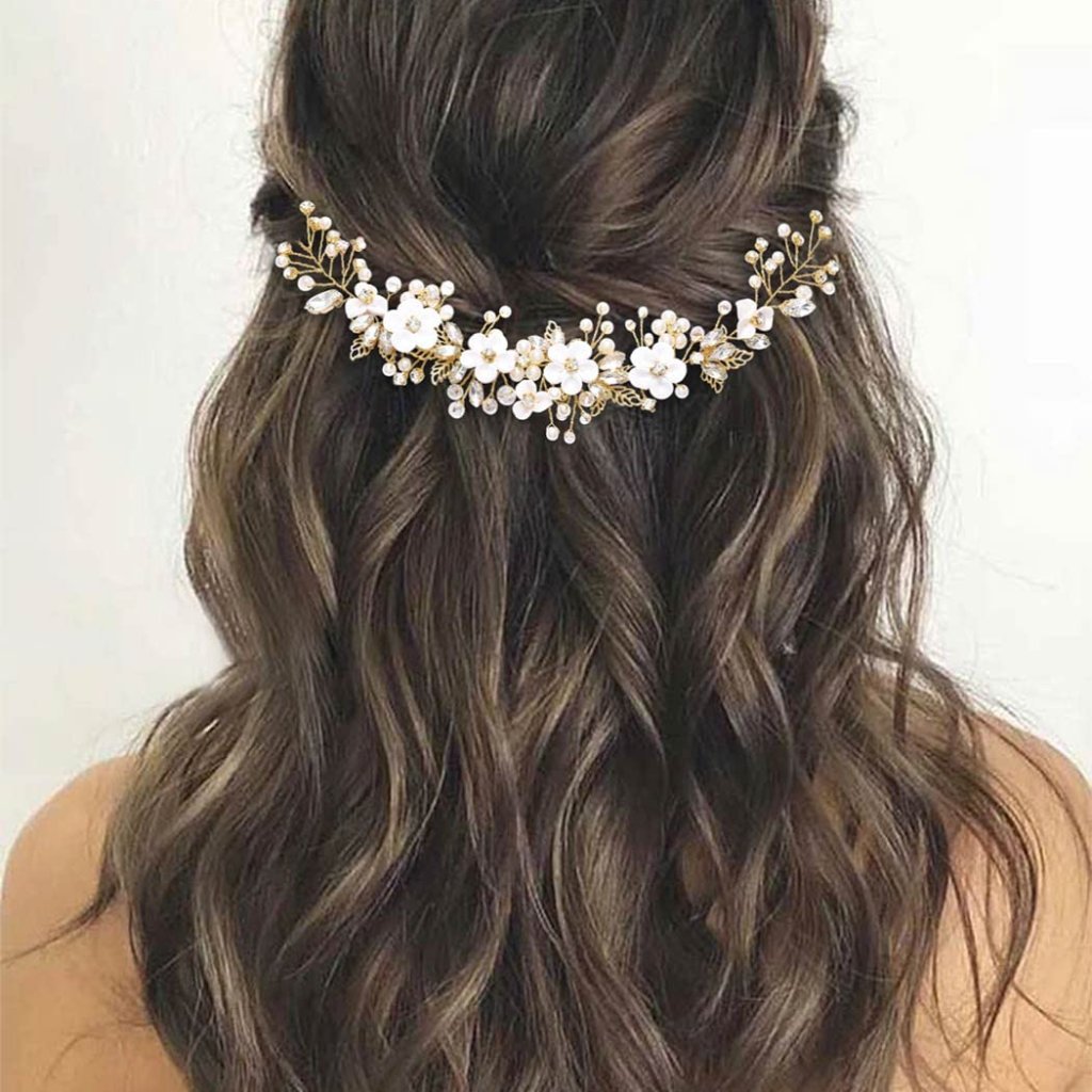 Flower Bride Wedding Hair Vine Crystal Bridal Headpieces Pearl Hair Accessories